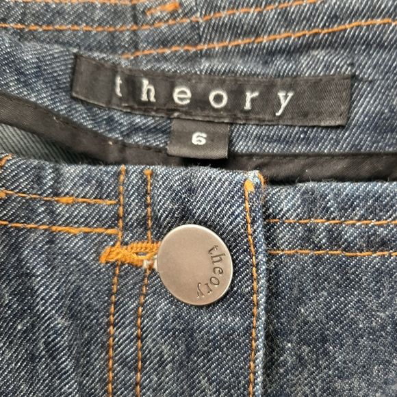 Theory cropped denim straight-leg capri's … - Picture 4 of 8